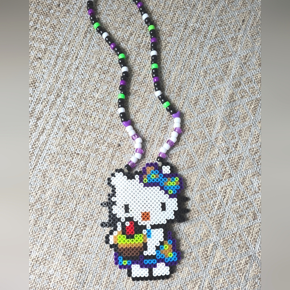 Hello Kitty Perler necklace | festival or rave kandi